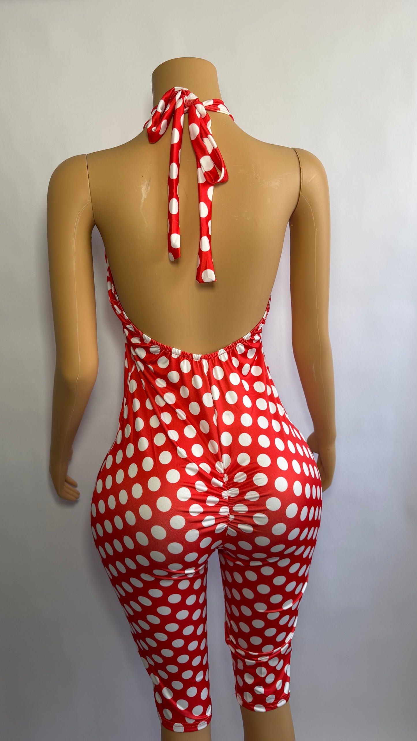 Red Polka Capri Jumpsuit