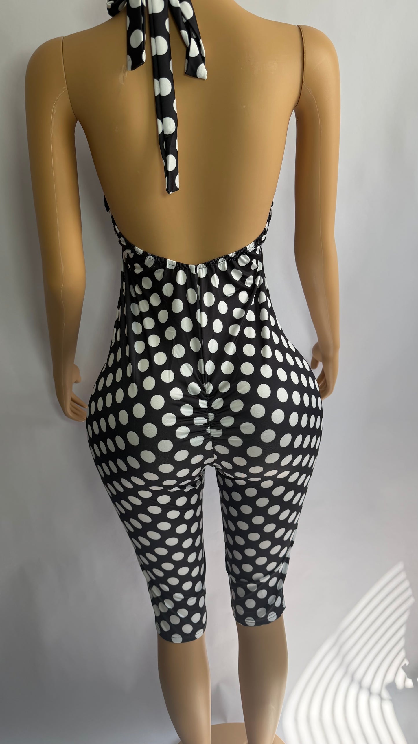 Black Polka Capri Jumpsuit