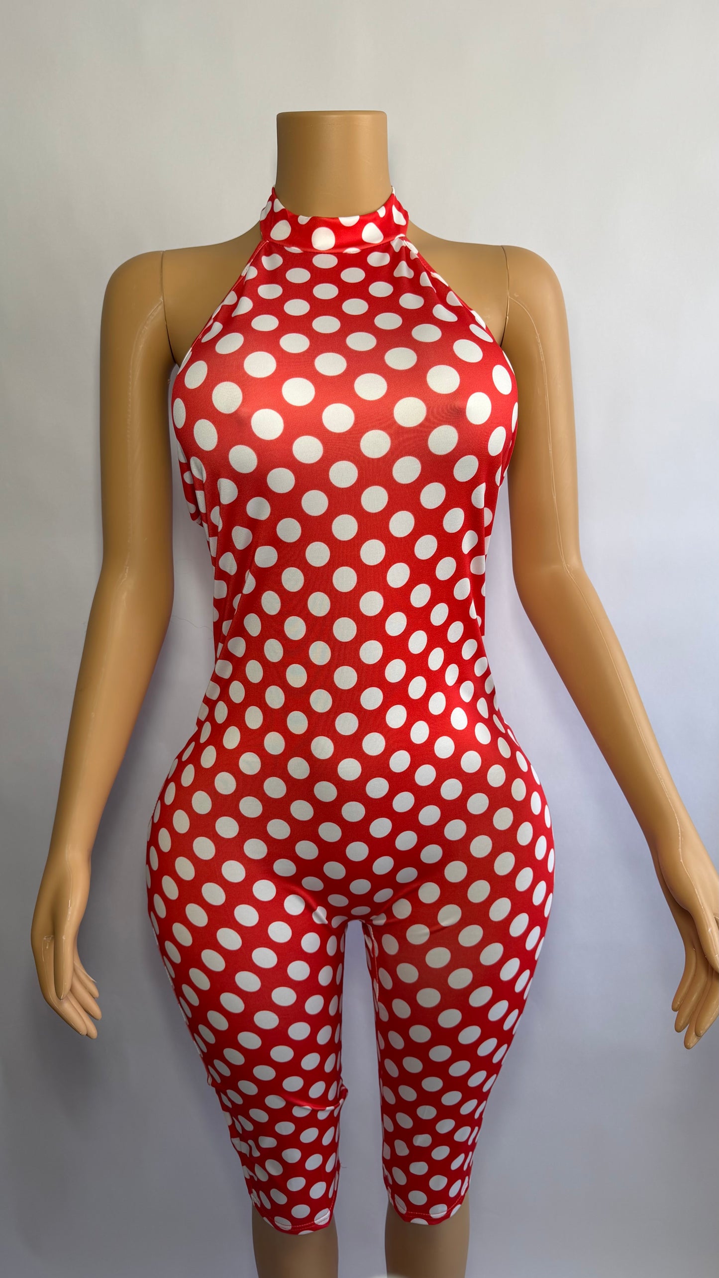 Red Polka Capri Jumpsuit
