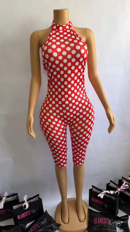 Red Polka Capri Jumpsuit